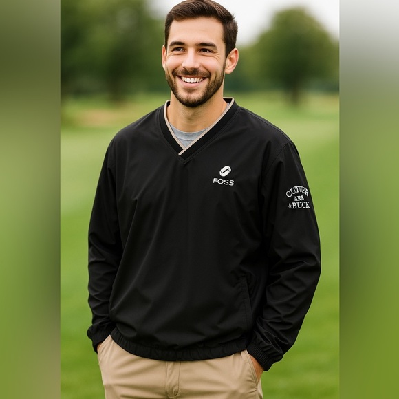 Cutter & Buck Other - Cutter & Buck Foss Golf Windbreaker Pullover Black V-Neck Jacket Mens M